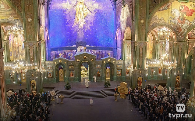 Рождественское богослужение в Главном храме Вооружённых Сил РФ